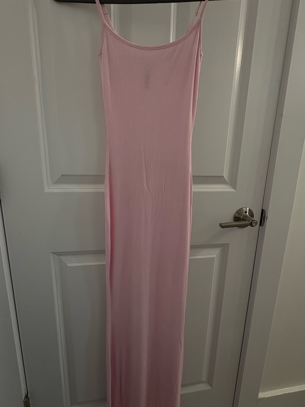 SKIMS Pink Ribbed Maxi Slip Dress
